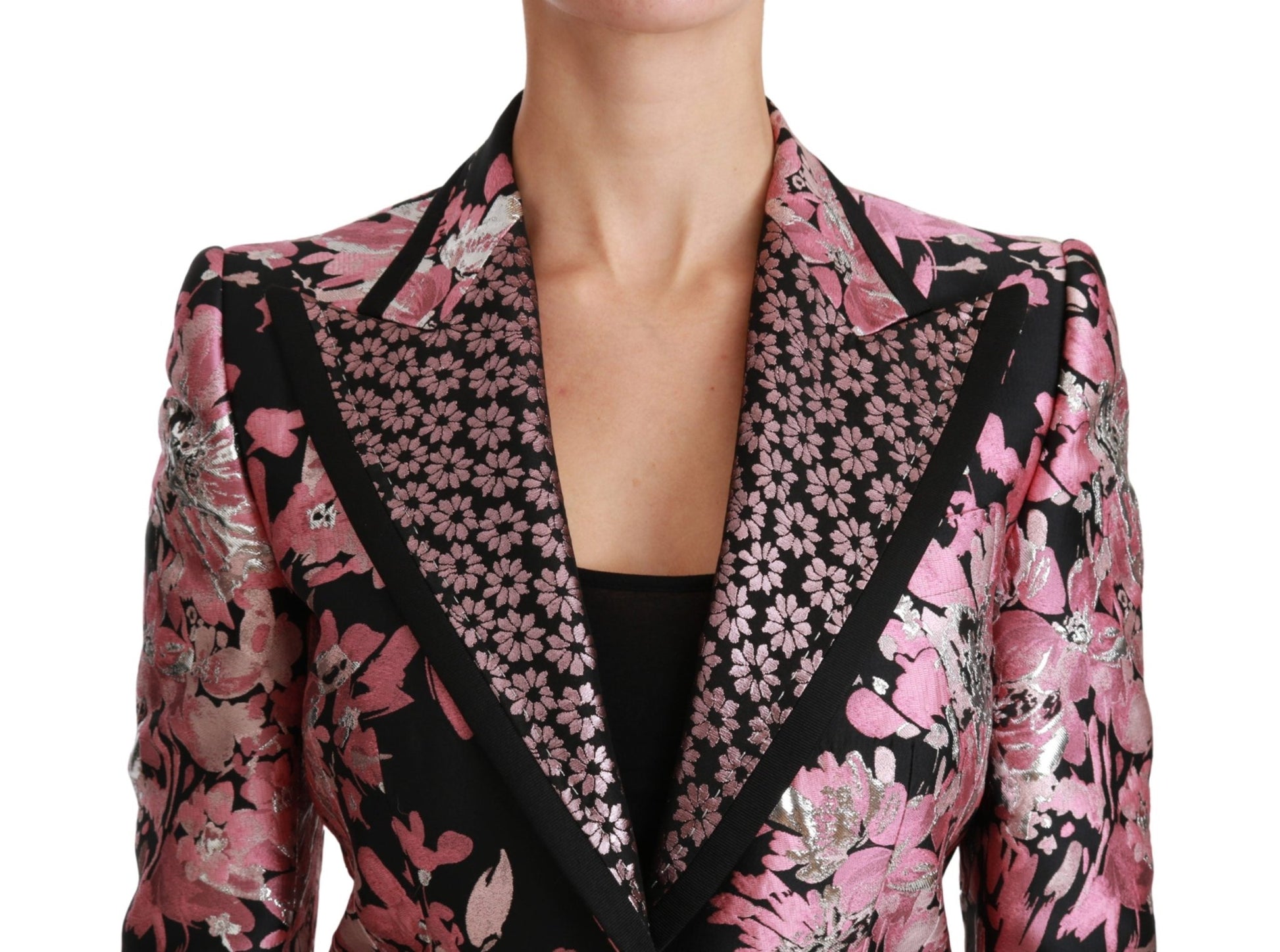 Black Pink Jacquard Slim Fit Blazer - coffeewithmee2Dolce & GabbanaP2949S
