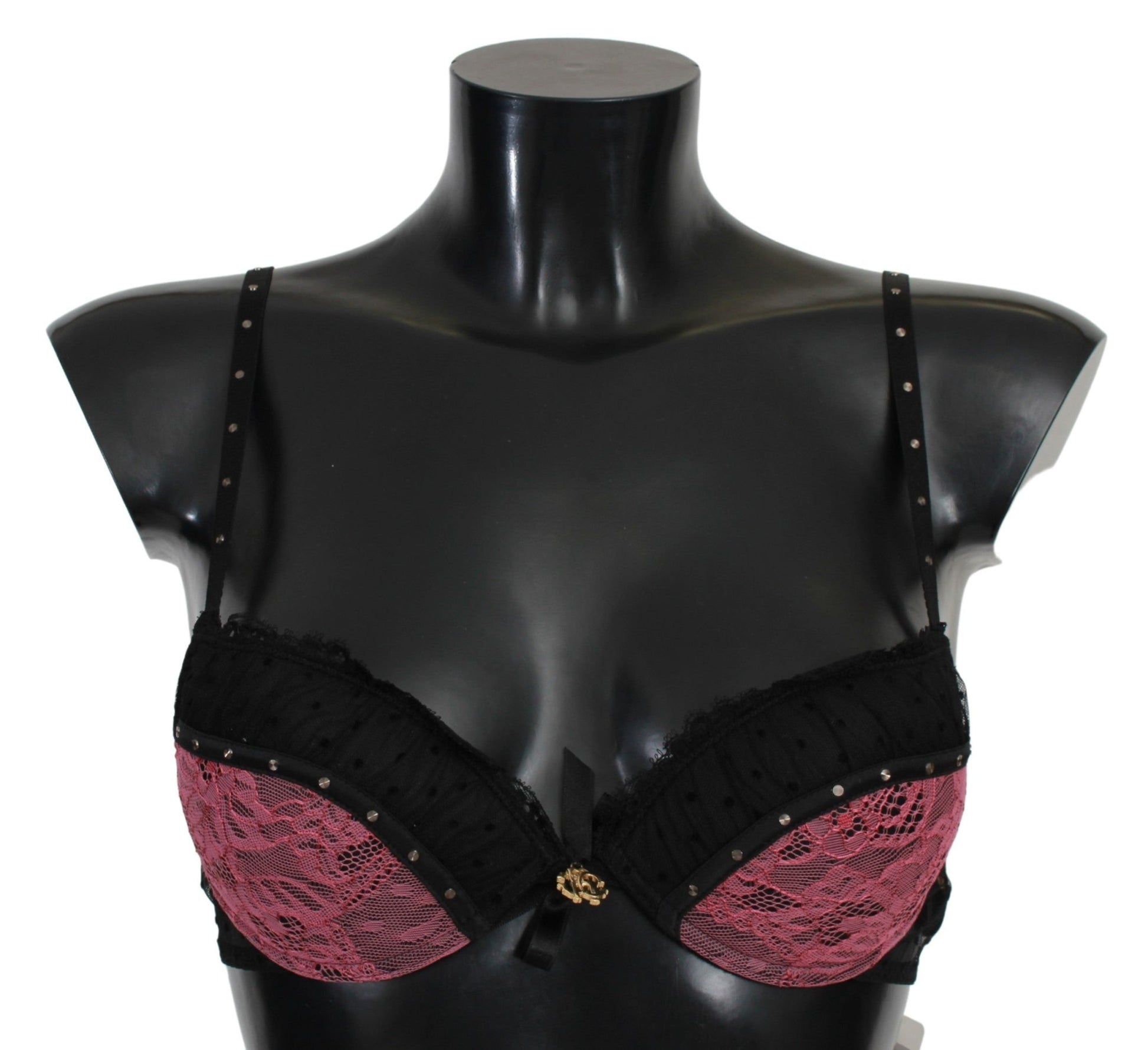 Black Pink Lace Push Up Bra Underwear - coffeewithmee2Roberto CavalliP5664S