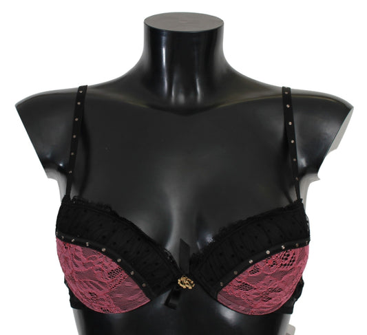 Black Pink Lace Push Up Bra Underwear - coffeewithmee2Roberto CavalliP5664S