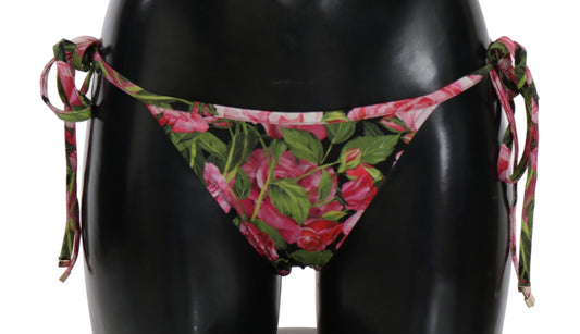Black Pink Rose Print Bottom Bikini Beachwear - coffeewithmee2Dolce & GabbanaP2602S