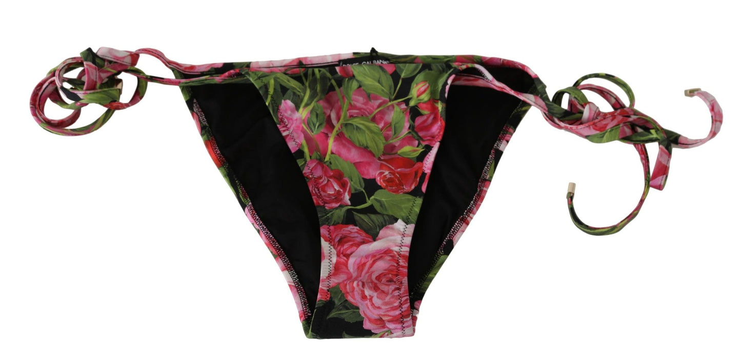 Black Pink Rose Print Bottom Bikini Beachwear - coffeewithmee2Dolce & GabbanaP2602S