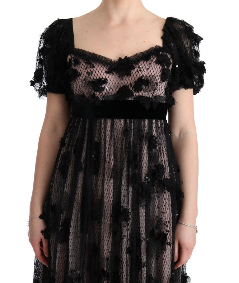 Black Pink Silk Applique Shift Dress - coffeewithmee2Dolce & GabbanaP1891S
