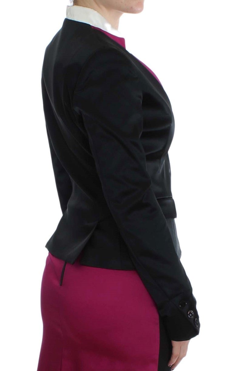 Black Pink Stretch Blazer Jacket - coffeewithmee2ExteP1710S
