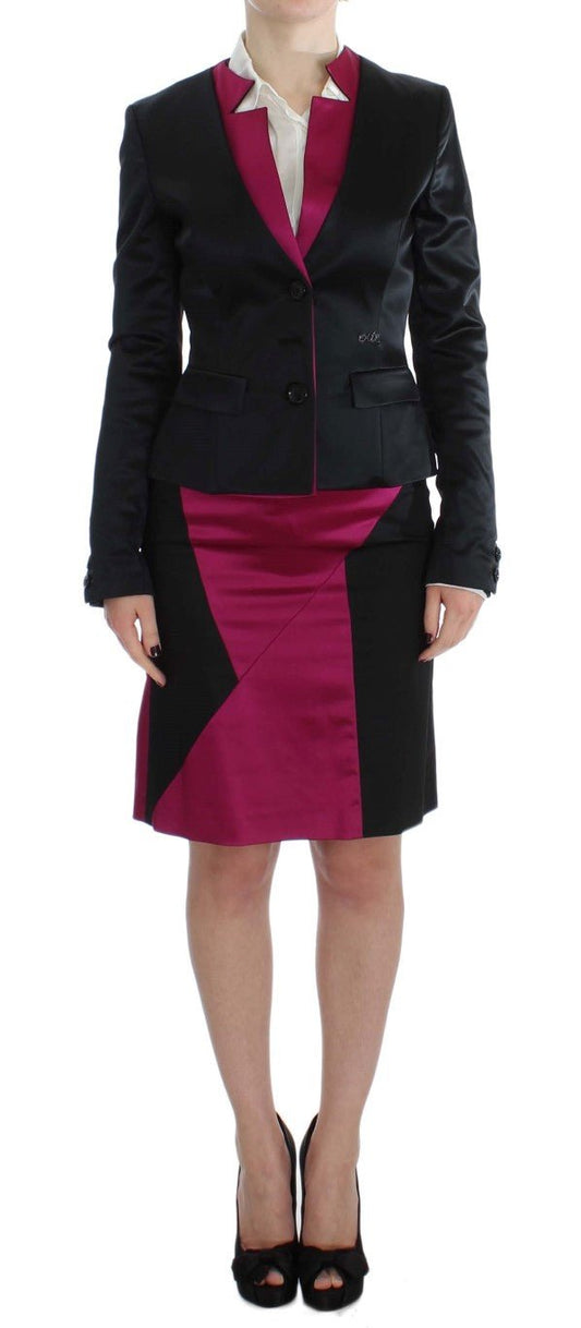 Black Pink Two Piece Suit Skirt & Blazer - coffeewithmee2ExteP1685S