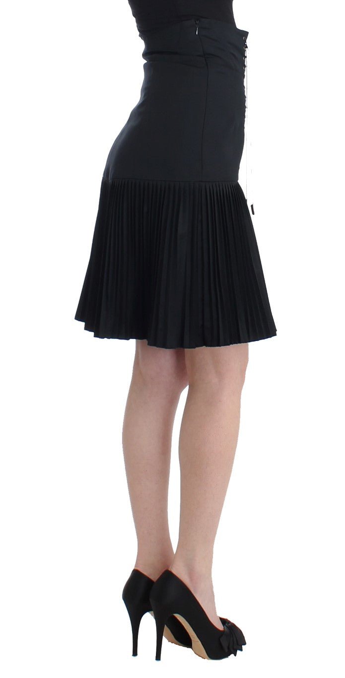 Black Pleated Laced Skirt - coffeewithmee2CavalliP0617S