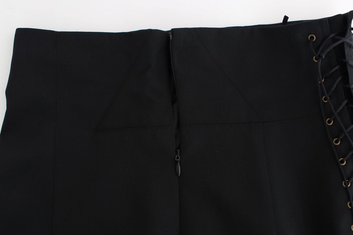 Black Pleated Laced Skirt - coffeewithmee2CavalliP0617S