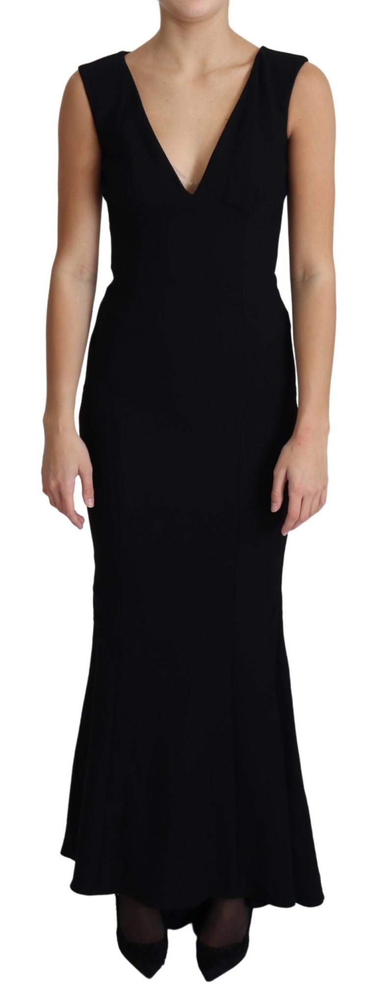 Black Plunging Crystal Mermaid Maxi Dress - coffeewithmee2Dolce & GabbanaP3796S