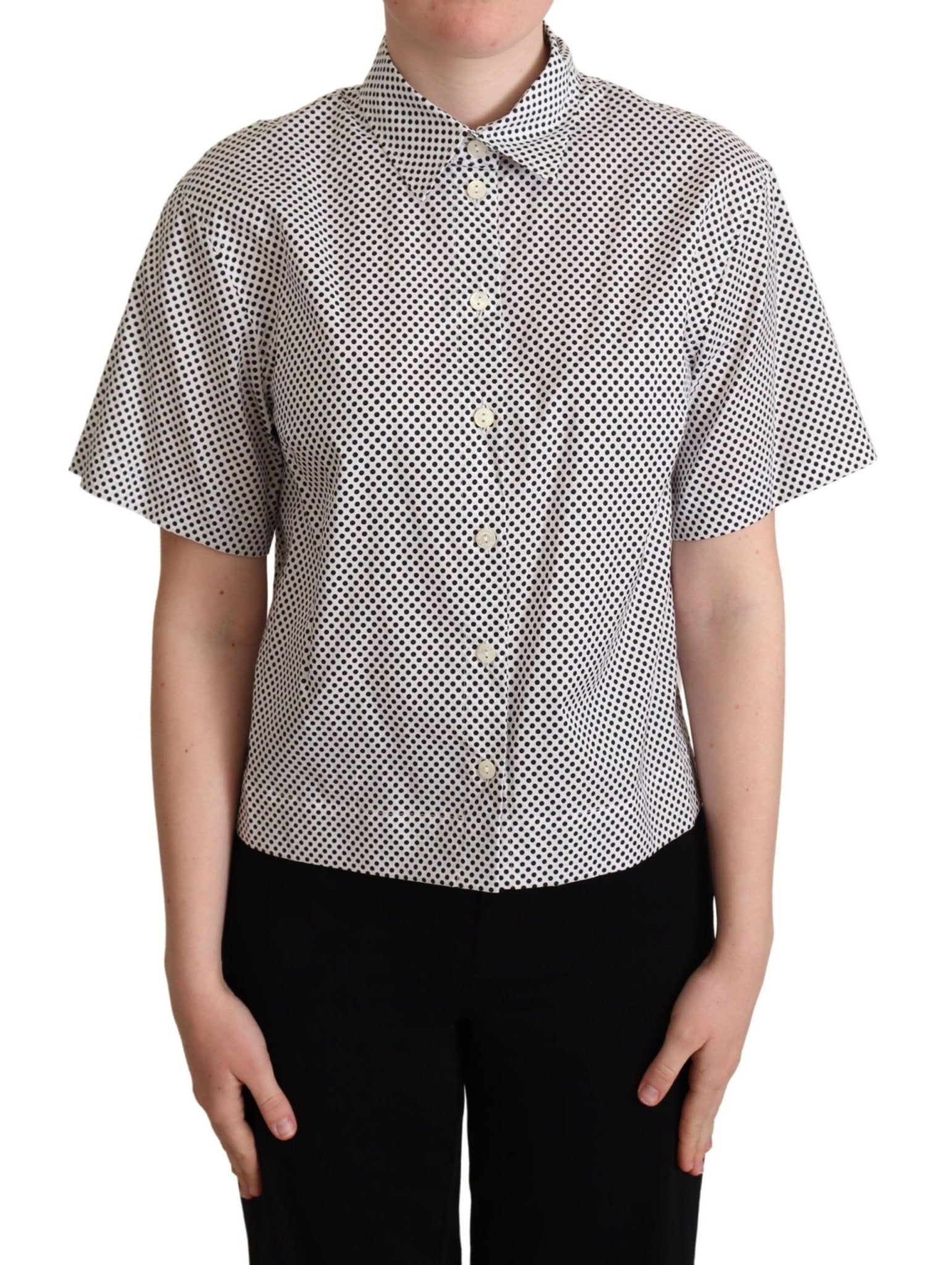 Black Polka Dot Collared Shirt White - coffeewithmee2Dolce & GabbanaP5014S