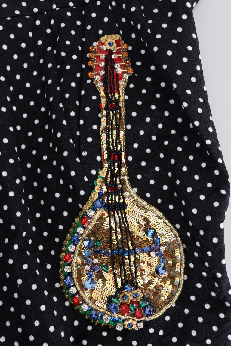 Black Polka Dot Sicily Crystal Pants - coffeewithmee2Dolce & GabbanaP2164S