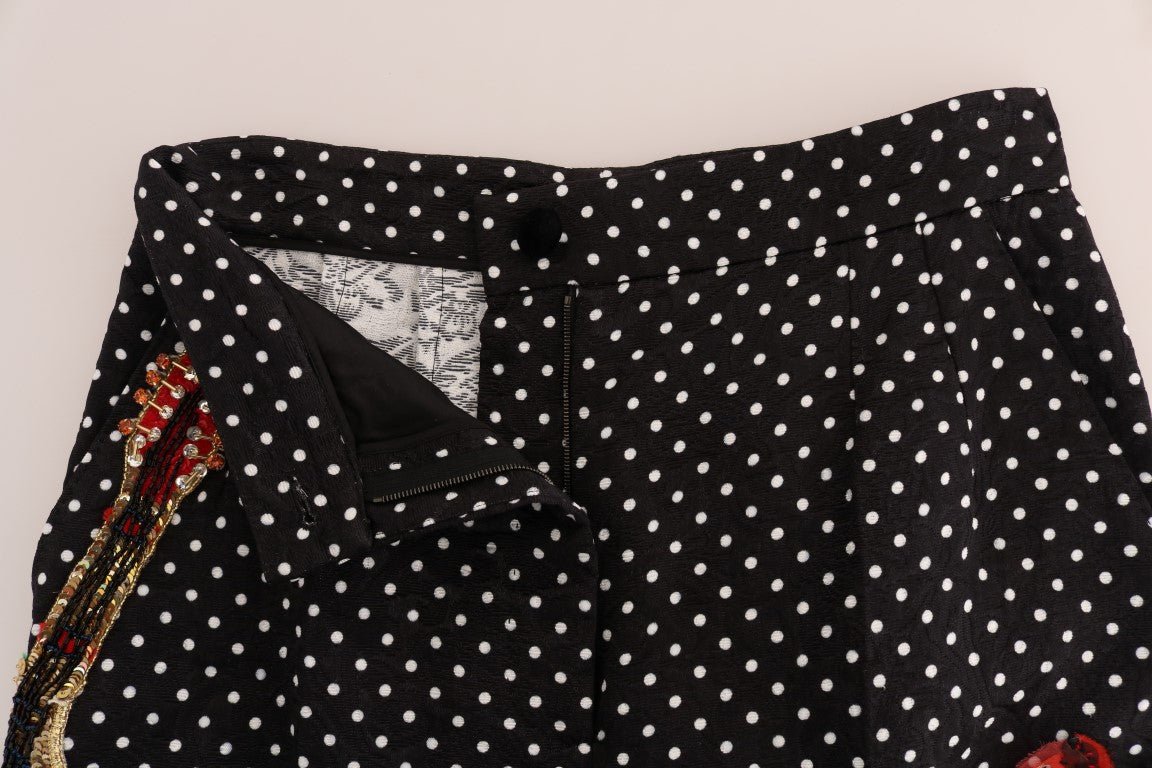 Black Polka Dot Sicily Crystal Pants - coffeewithmee2Dolce & GabbanaP2164S