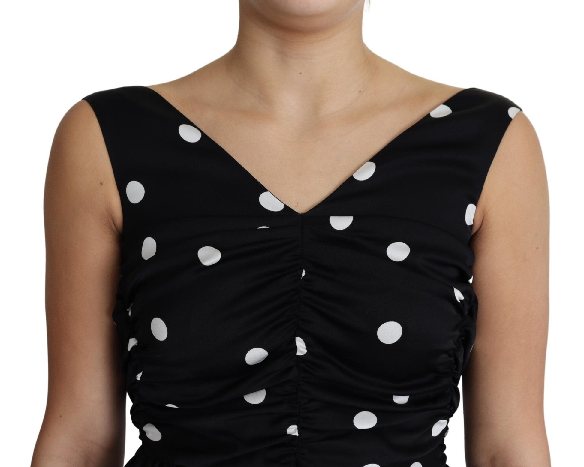 Black Polka Dots Charmeuse Ruffle Mini Dress - coffeewithmee2Dolce & GabbanaP3767S