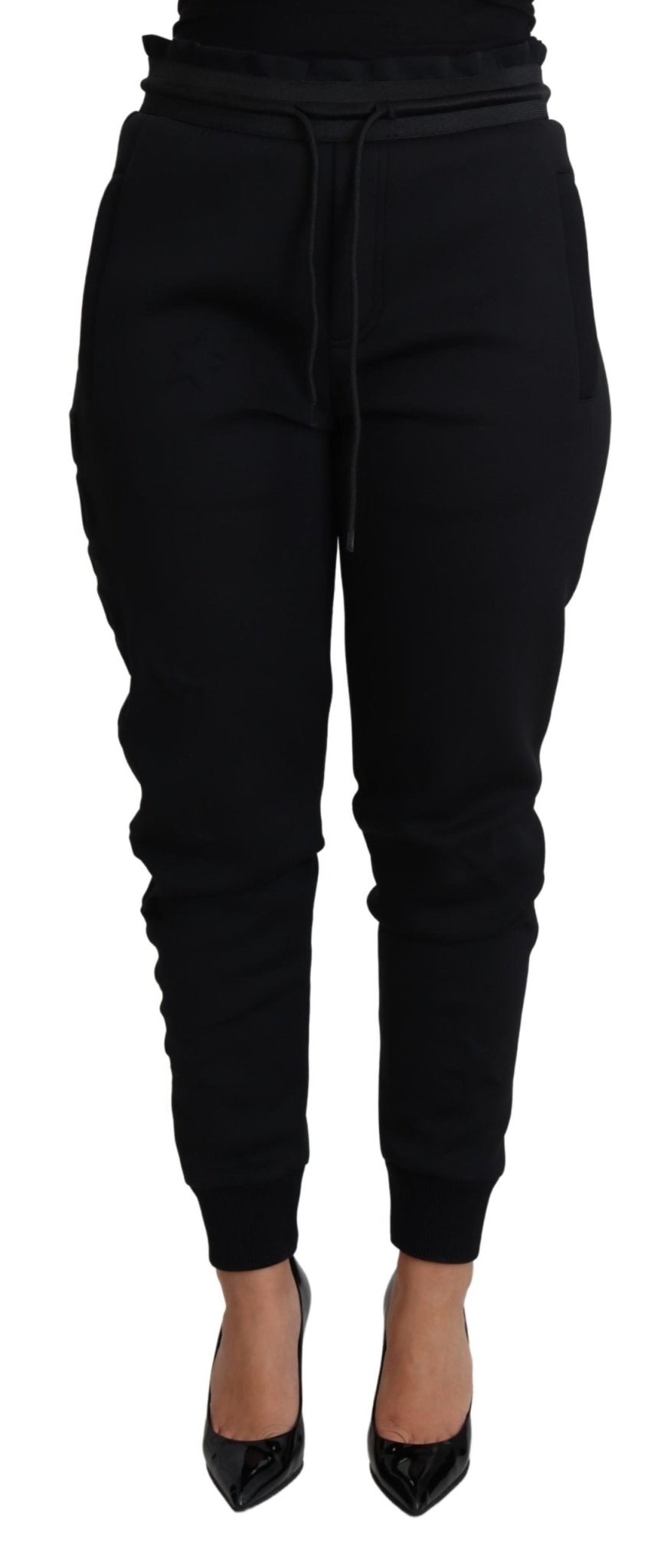 Black Polyester Neoprene Jogger Trouser Pants - coffeewithmee2Dolce & GabbanaP4482S