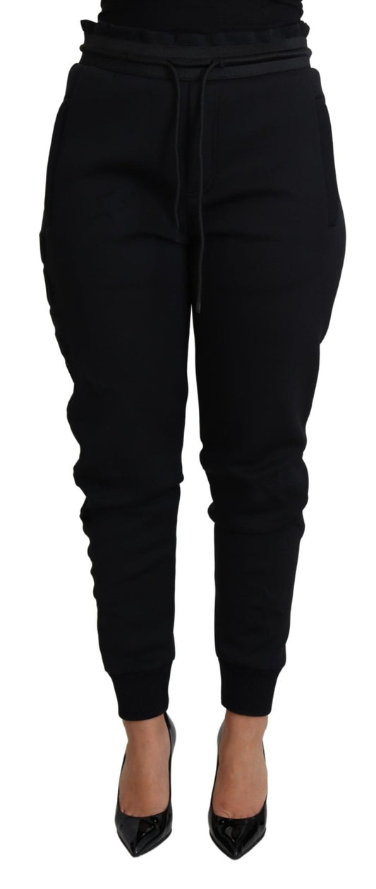 Black Polyester Neoprene Jogger Trouser Pants - coffeewithmee2Dolce & GabbanaP4482S
