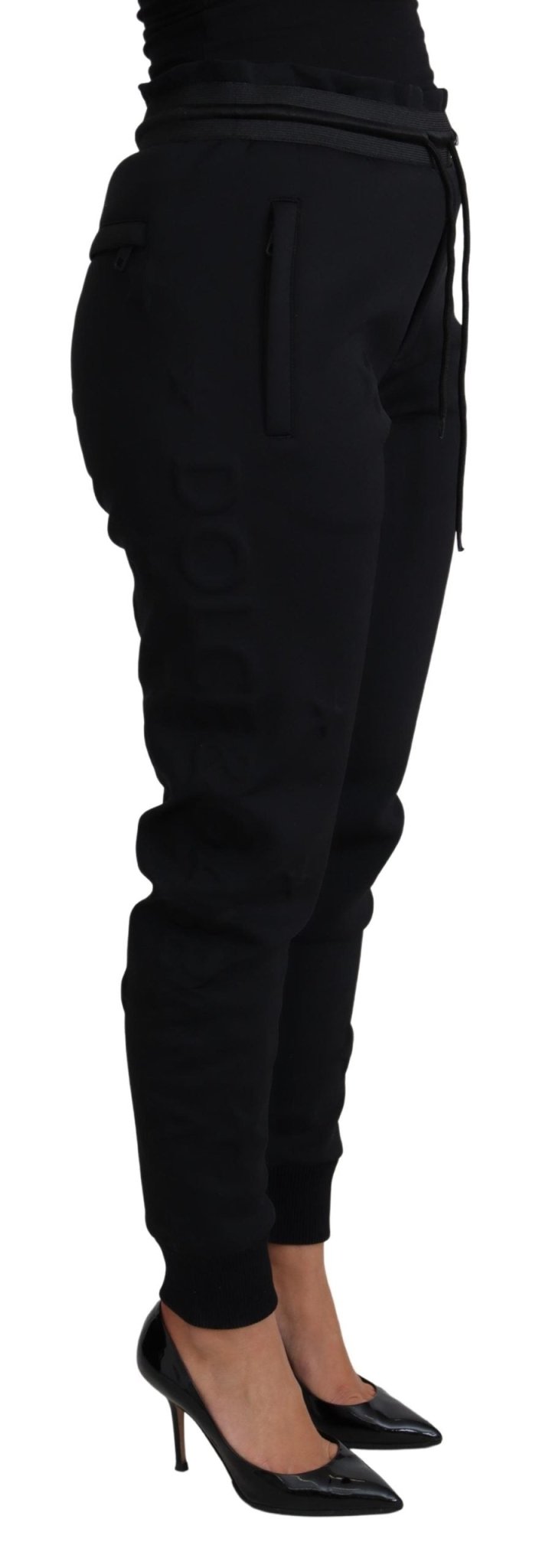 Black Polyester Neoprene Jogger Trouser Pants - coffeewithmee2Dolce & GabbanaP4482S