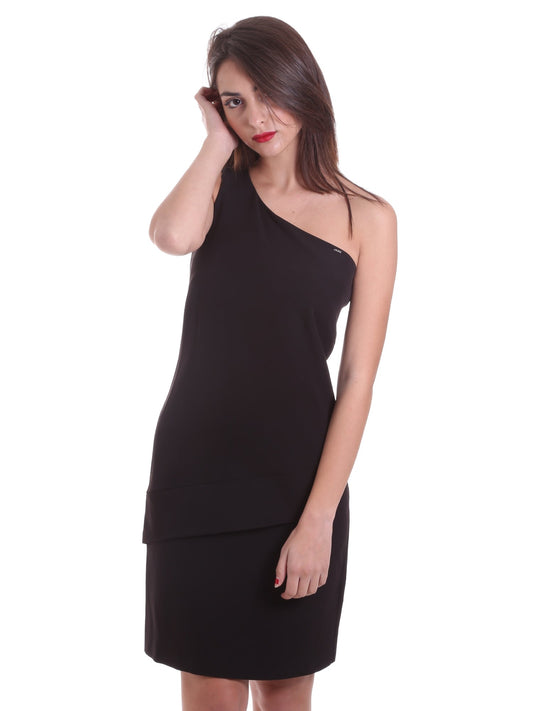 Black Polyester Soft Fit Dress - coffeewithmee2PINKOP4058S