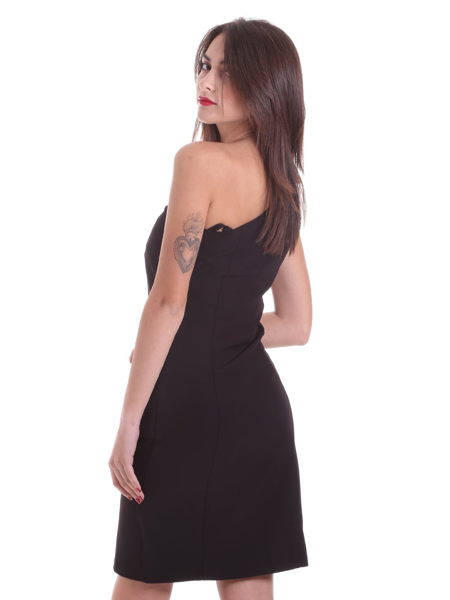 Black Polyester Soft Fit Dress - coffeewithmee2PINKOP4058S