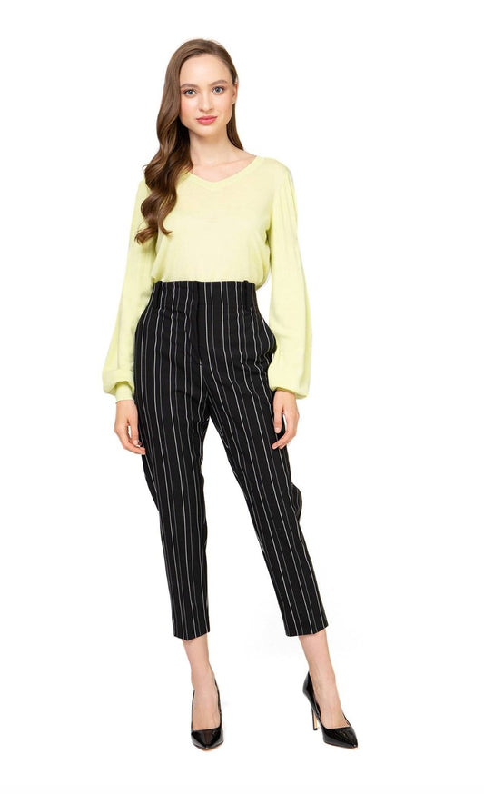 Black Polyester & Wool Pants - coffeewithmee2PINKOP4728S