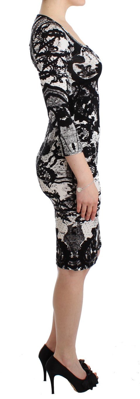 Black Printed Sheath Dress - coffeewithmee2CavalliP0588S