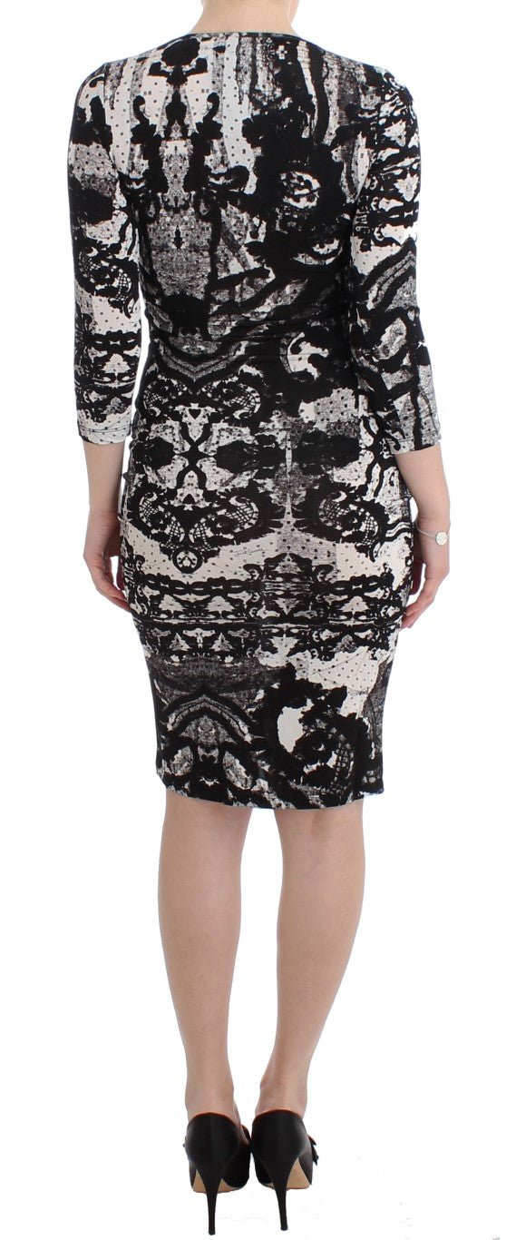 Black Printed Sheath Dress - coffeewithmee2CavalliP0588S