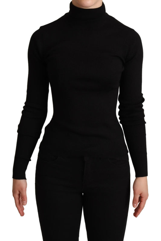 Black Pullover Silk Cashmere Turtleneck Sweater - coffeewithmee2Dolce & GabbanaP5243S