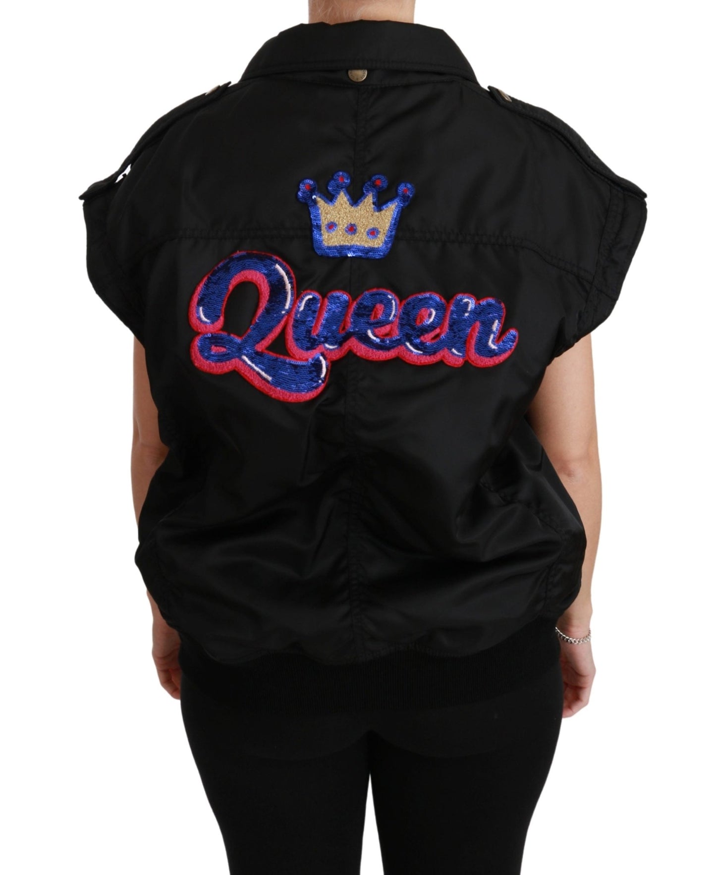 Black Queen Crown Sequined Bomber Jacket - coffeewithmee2Dolce & GabbanaP2931S