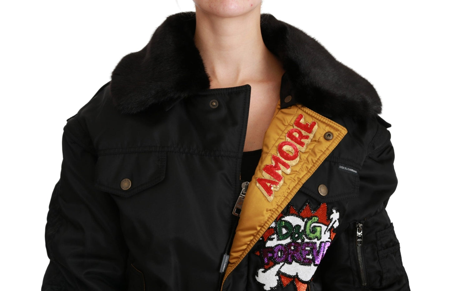 Black Queen Crown Sequined Bomber Jacket - coffeewithmee2Dolce & GabbanaP2931S