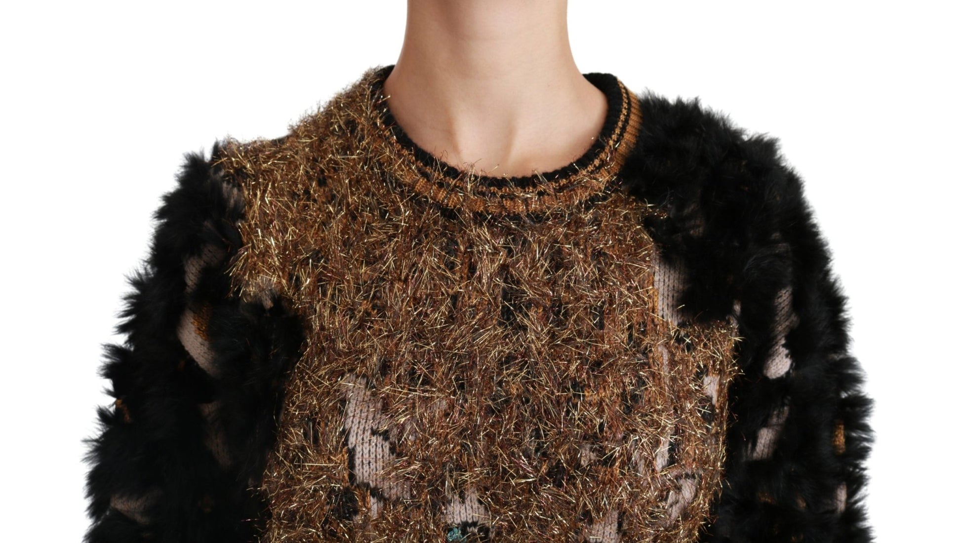 Black Rabbit Fur Pullover Wool Sweater - coffeewithmee2Dolce & GabbanaP2871S