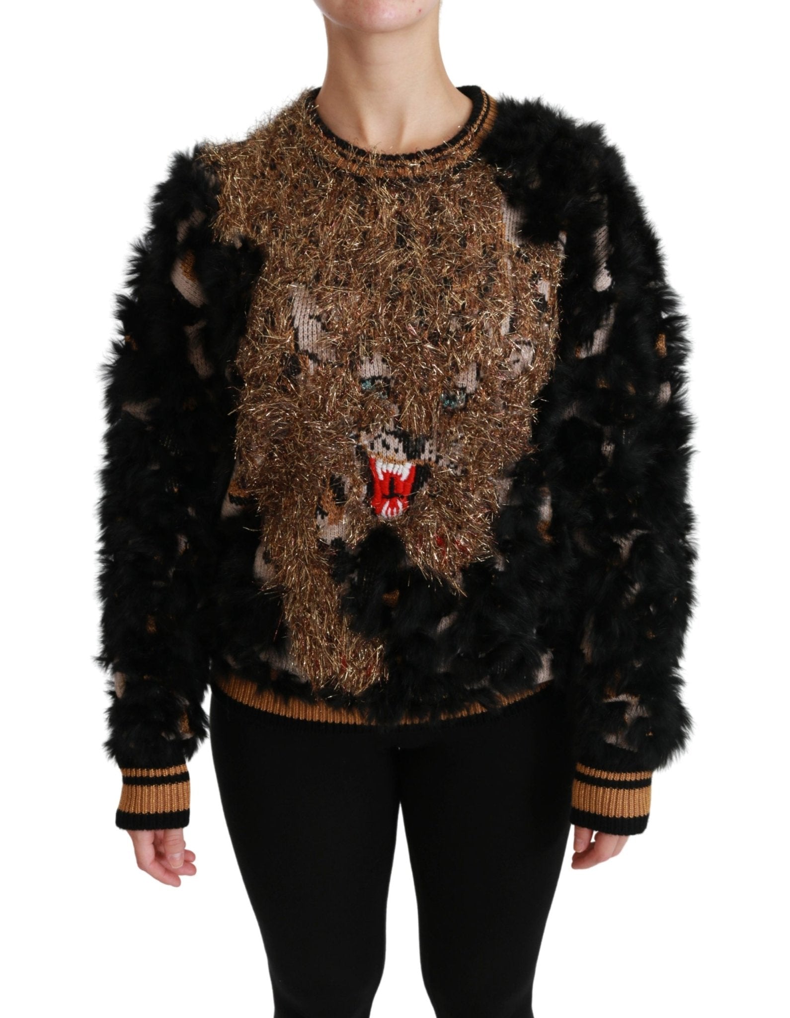 Black Rabbit Fur Pullover Wool Sweater - coffeewithmee2Dolce & GabbanaP2871S