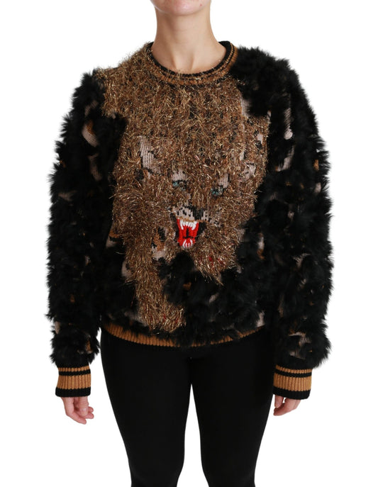 Black Rabbit Fur Pullover Wool Sweater - coffeewithmee2Dolce & GabbanaP2871S
