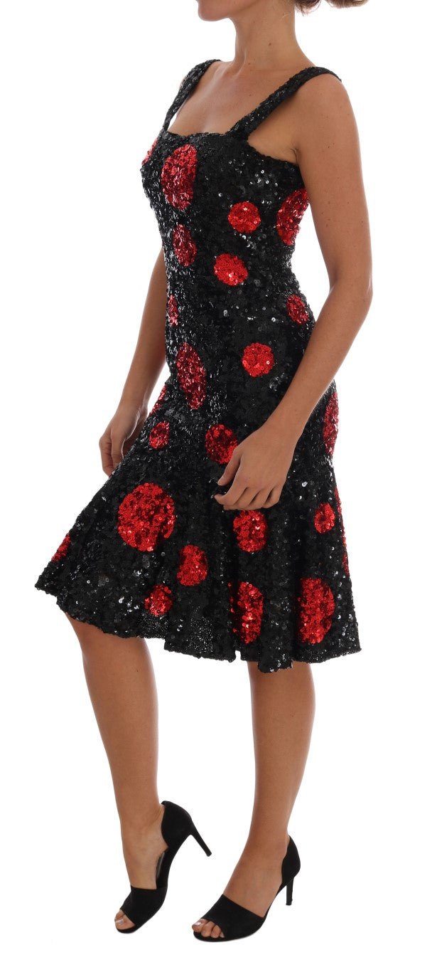 Black Red Polka Sequined Shift Dress - coffeewithmee2Dolce & GabbanaP2114S