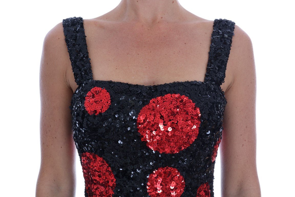 Black Red Polka Sequined Shift Dress - coffeewithmee2Dolce & GabbanaP2114S