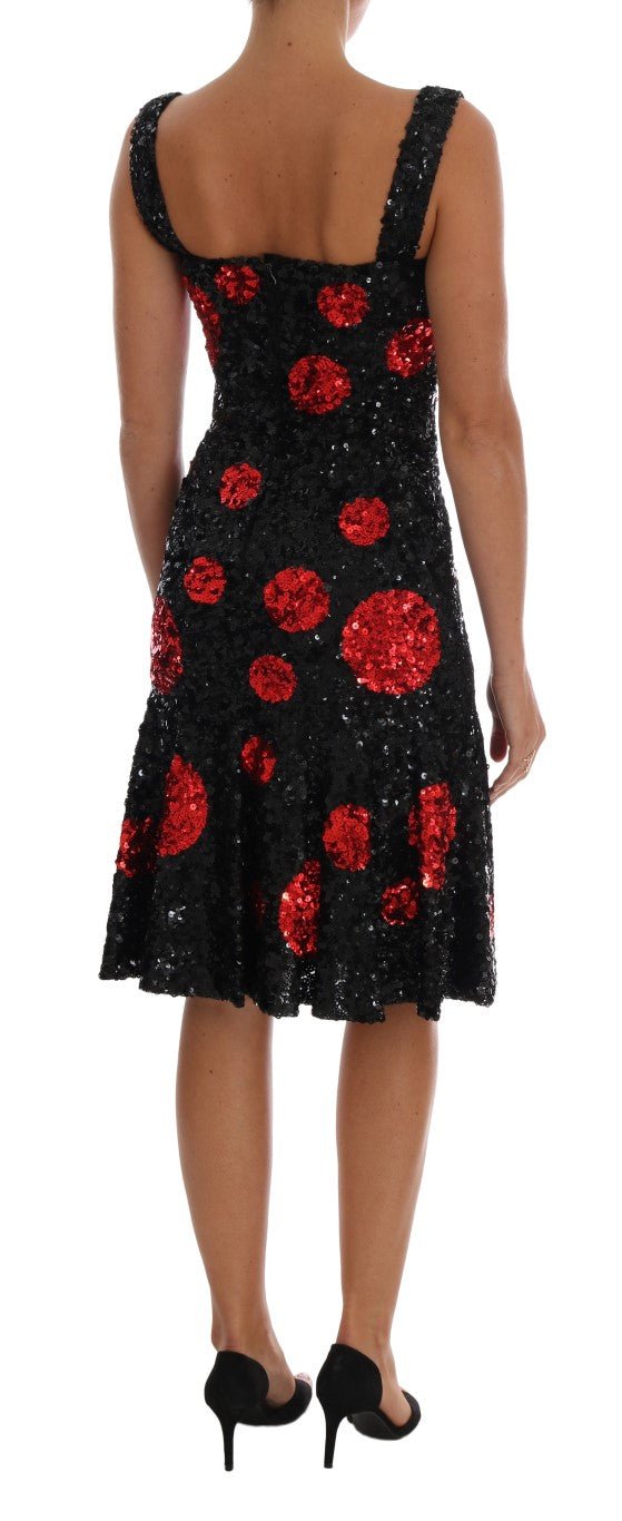 Black Red Polka Sequined Shift Dress - coffeewithmee2Dolce & GabbanaP2114S