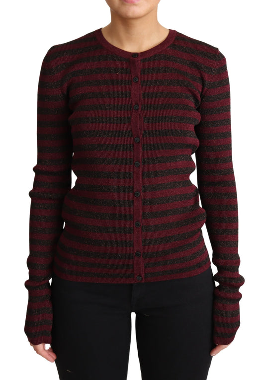 Black Red Striped Viscose Cardigan Sweater - coffeewithmee2Dolce & GabbanaP4420S