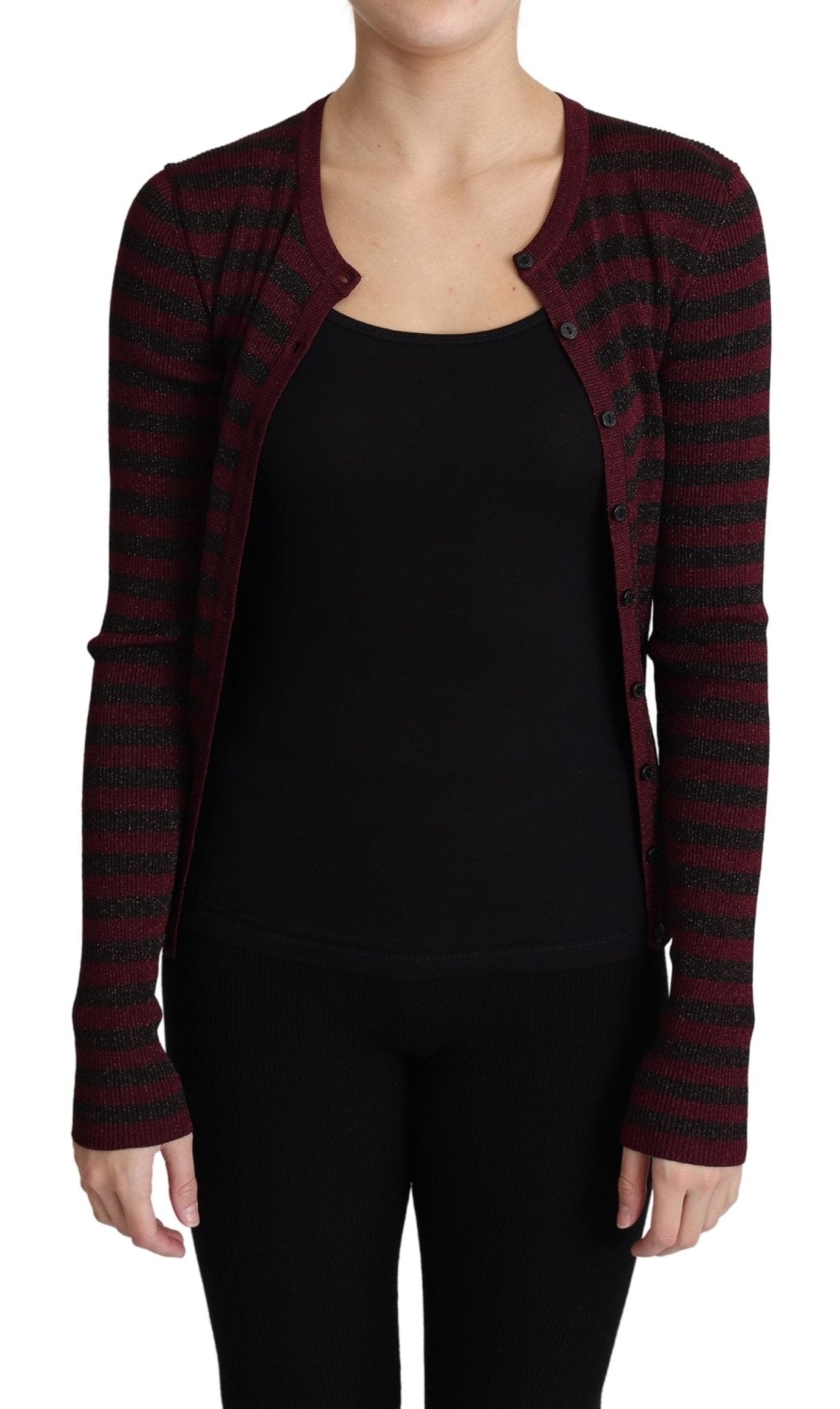 Black Red Striped Viscose Cardigan Sweater - coffeewithmee2Dolce & GabbanaP4420S