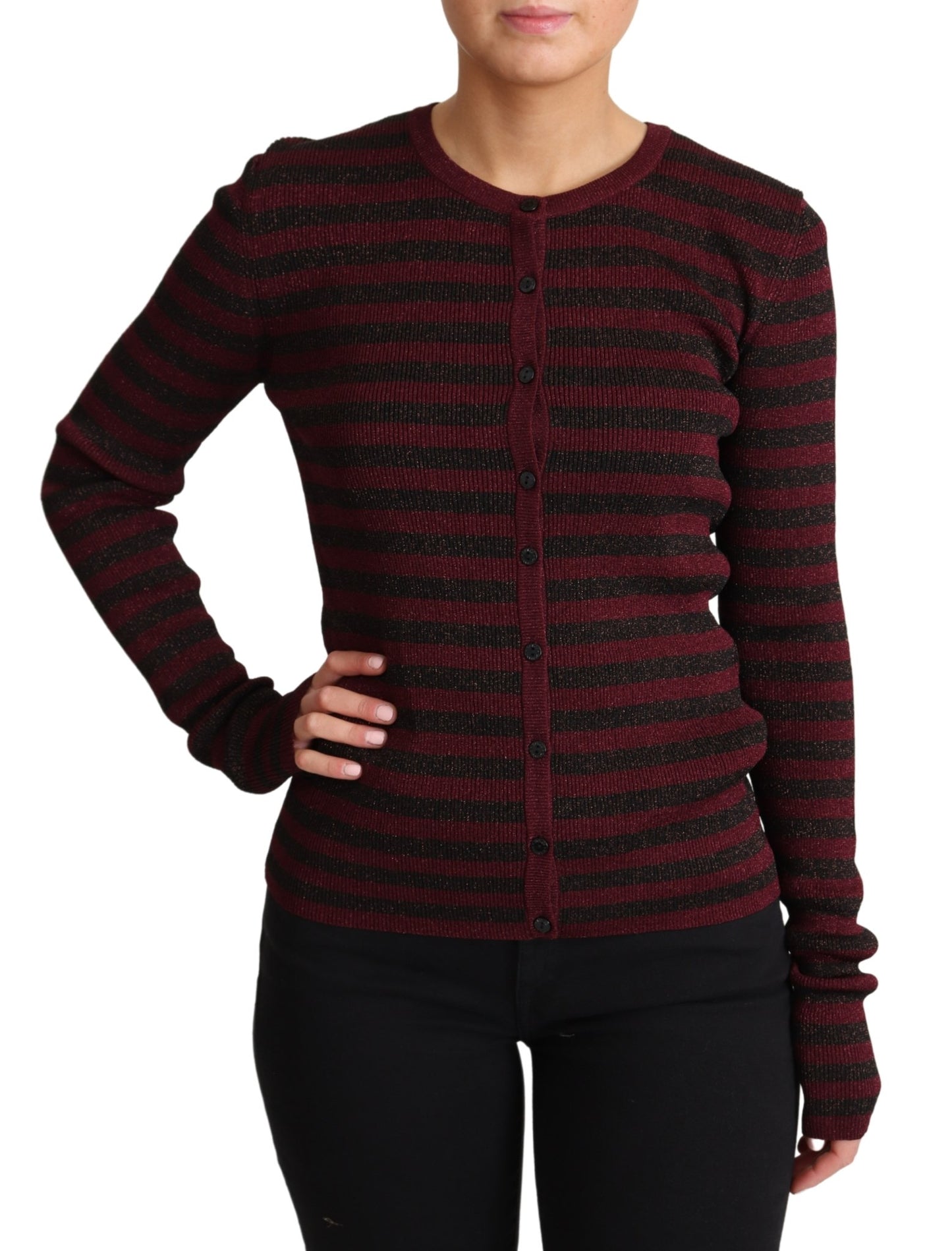 Black Red Striped Viscose Cardigan Sweater - coffeewithmee2Dolce & GabbanaP4420S