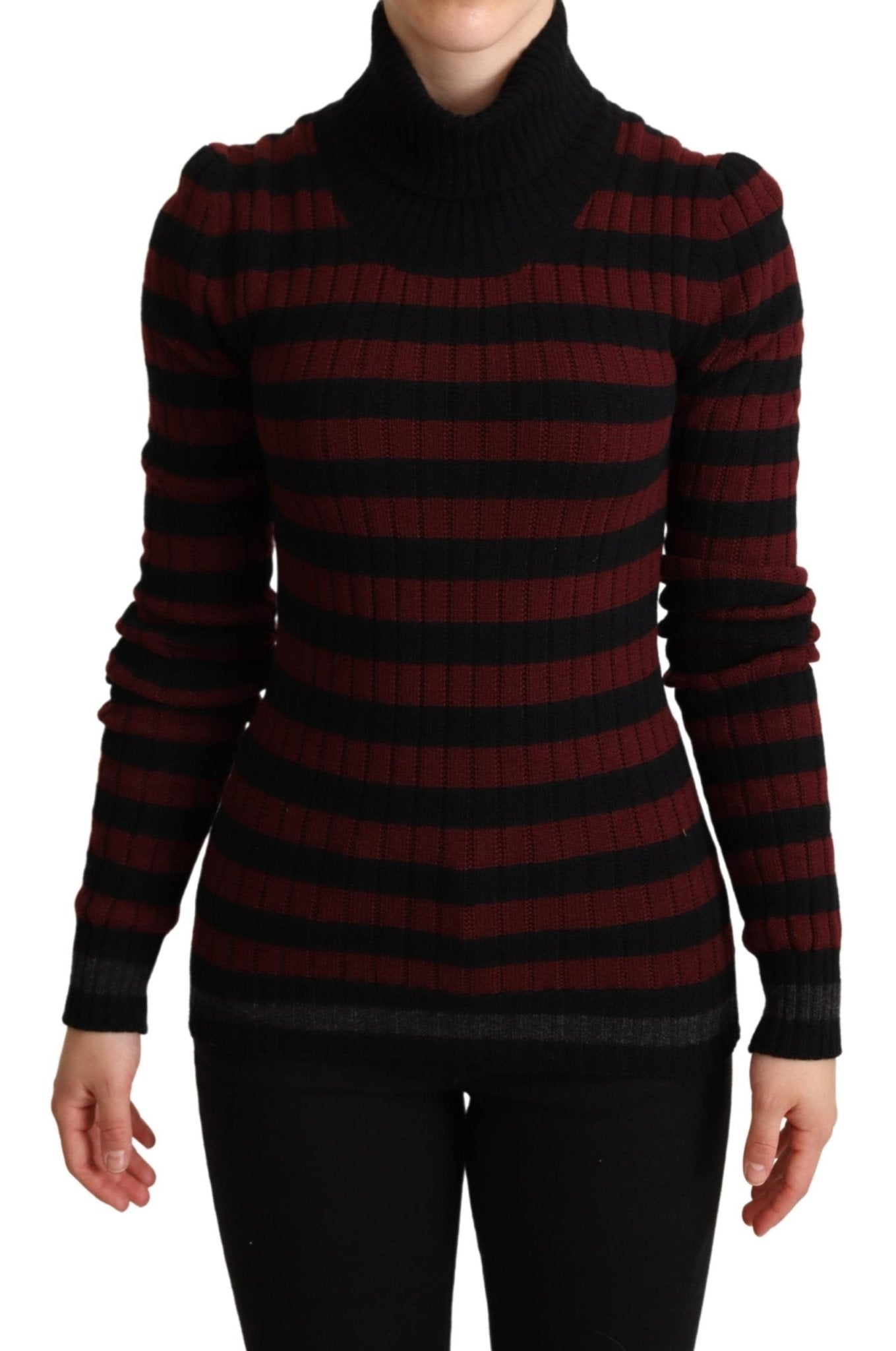 Black Red Striped Wool Pullover Sweater - coffeewithmee2Dolce & GabbanaP5223S