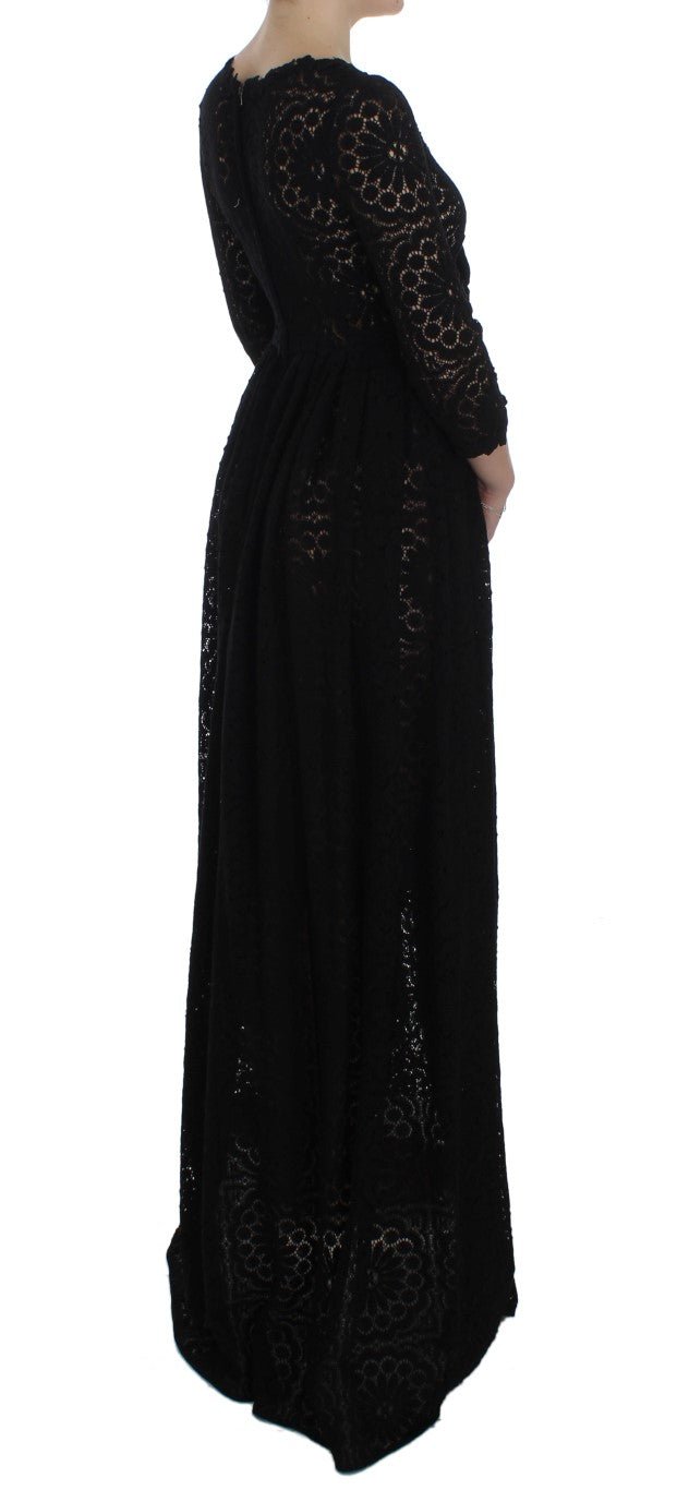 Black Ricamo Knitted Full Length Maxi Dress - coffeewithmee2Dolce & GabbanaP1024S