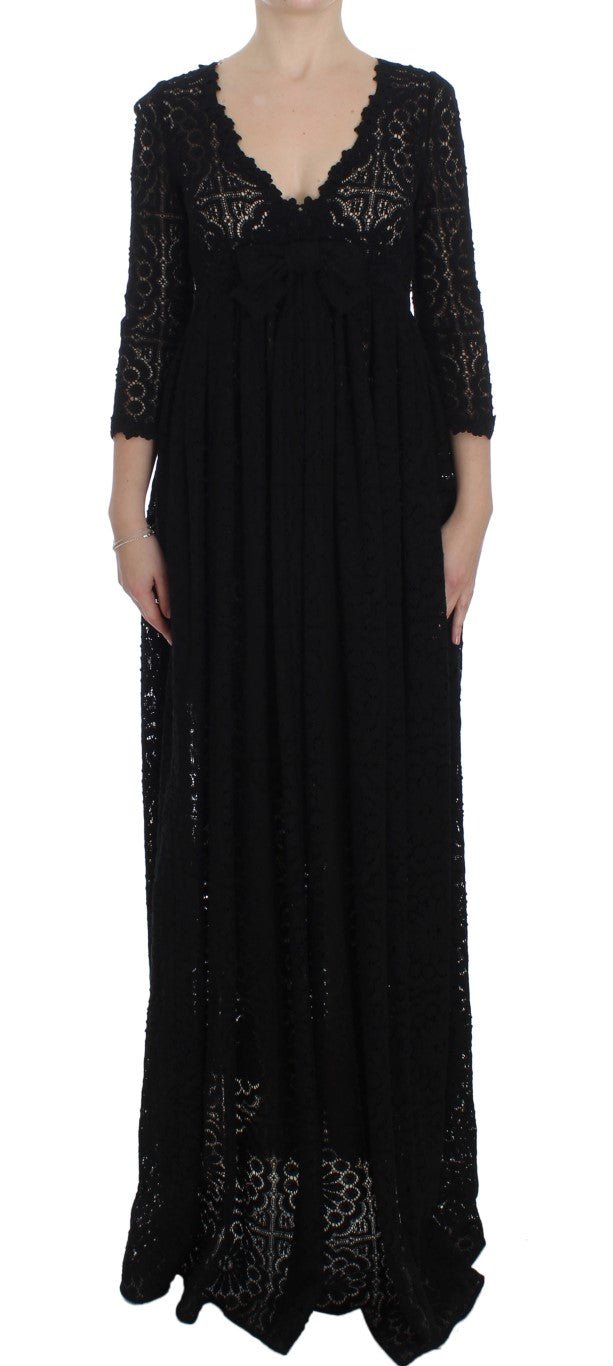 Black Ricamo Knitted Full Length Maxi Dress - coffeewithmee2Dolce & GabbanaP1024S