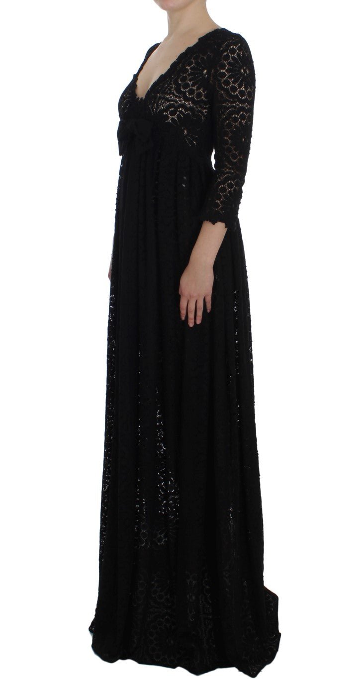 Black Ricamo Knitted Full Length Maxi Dress - coffeewithmee2Dolce & GabbanaP1024S