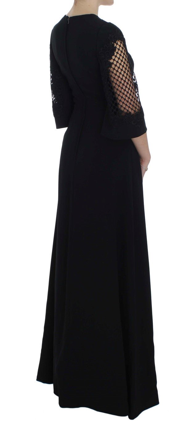 Black Ricamo Wool Stretch Maxi Dress - coffeewithmee2Dolce & GabbanaP1016S