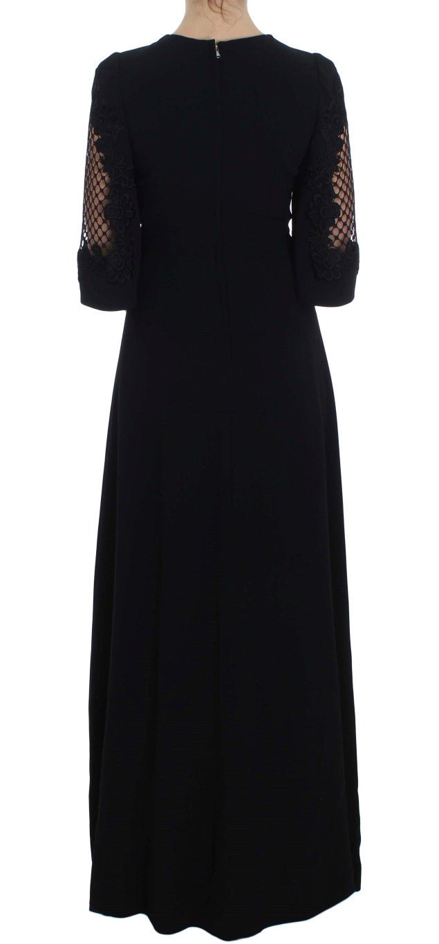 Black Ricamo Wool Stretch Maxi Dress - coffeewithmee2Dolce & GabbanaP1016S