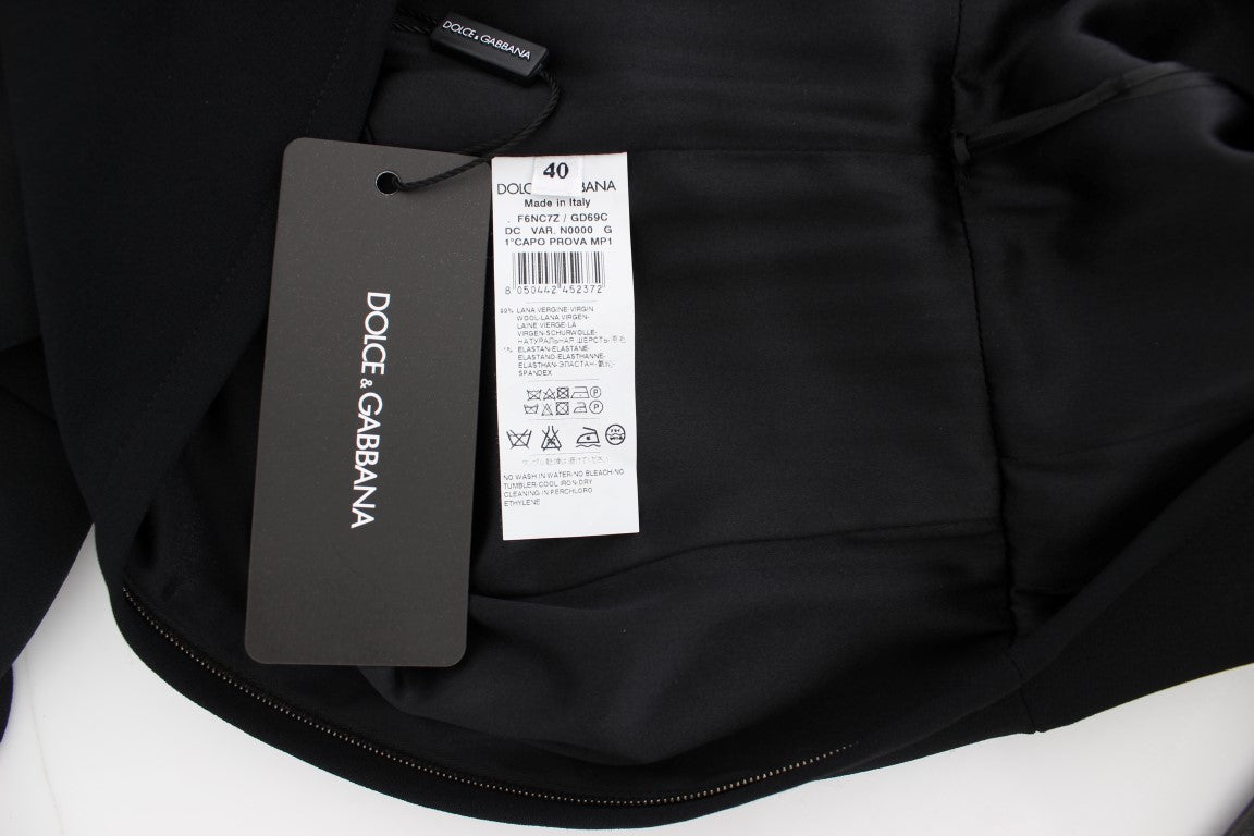 Black Ricamo Wool Stretch Maxi Dress - coffeewithmee2Dolce & GabbanaP1016S