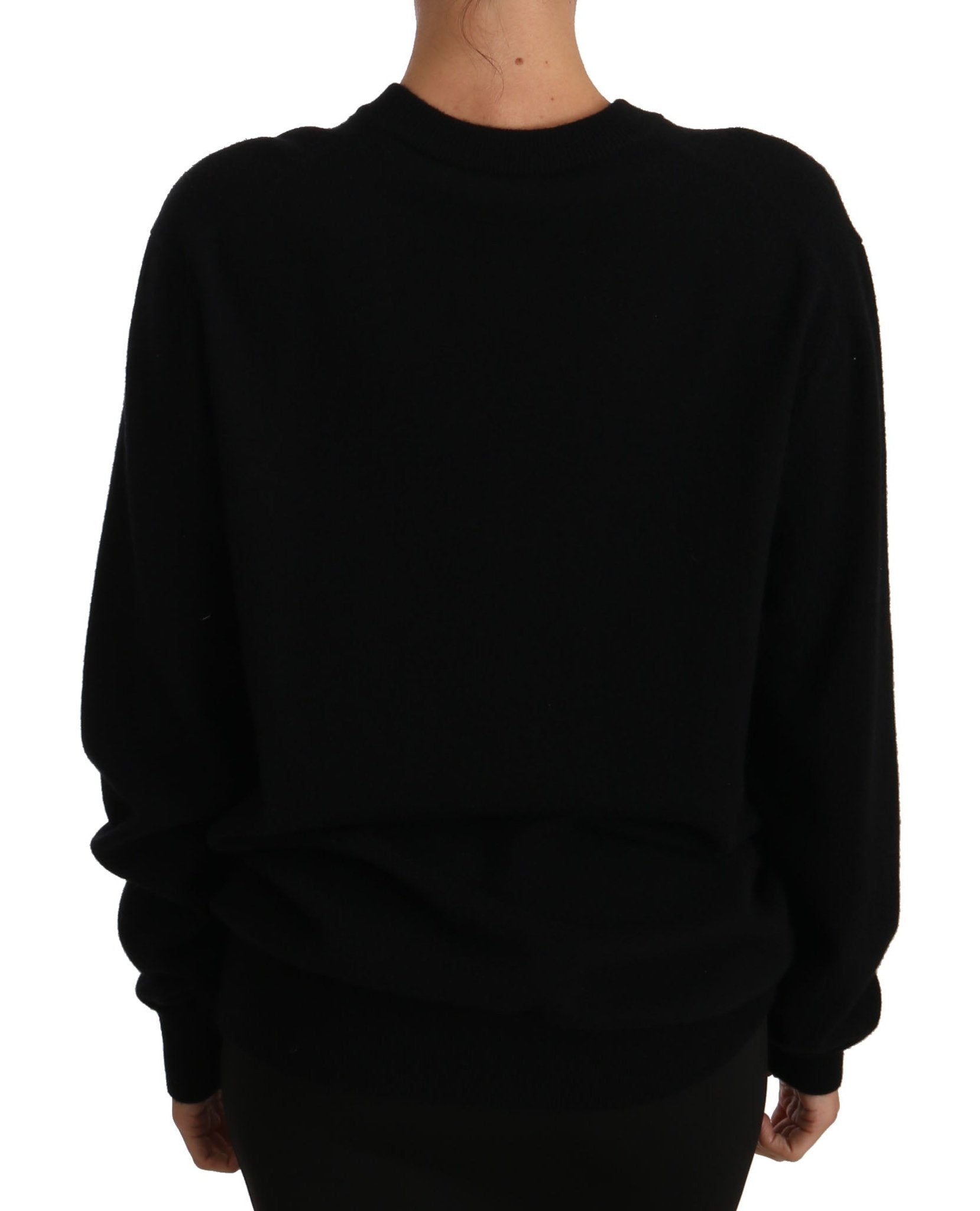 Black Rose Floral Crystal Cashmere Sweater - coffeewithmee2Dolce & GabbanaP1527S