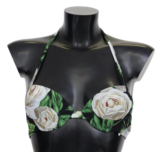 Black Rose Print Swimsuit Beachwear Bikini Tops - coffeewithmee2Dolce & GabbanaP4104S