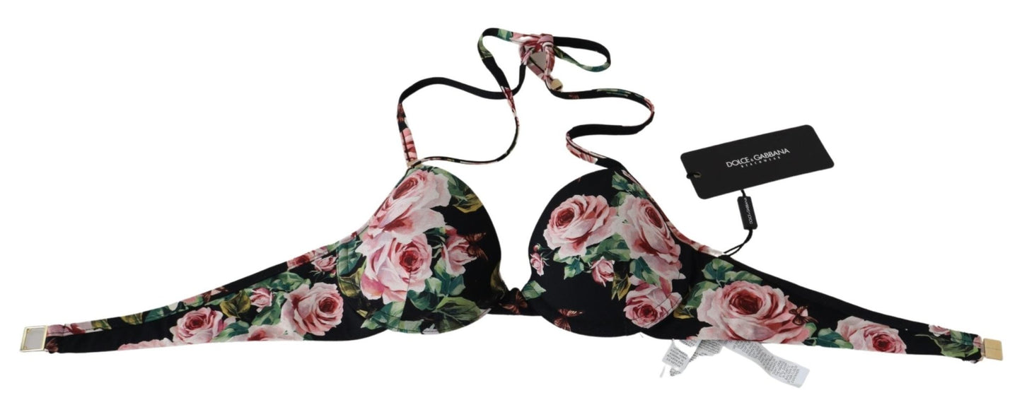 Black Roses Print Swimsuit Beachwear Bikini Tops - coffeewithmee2Dolce & GabbanaP4114S