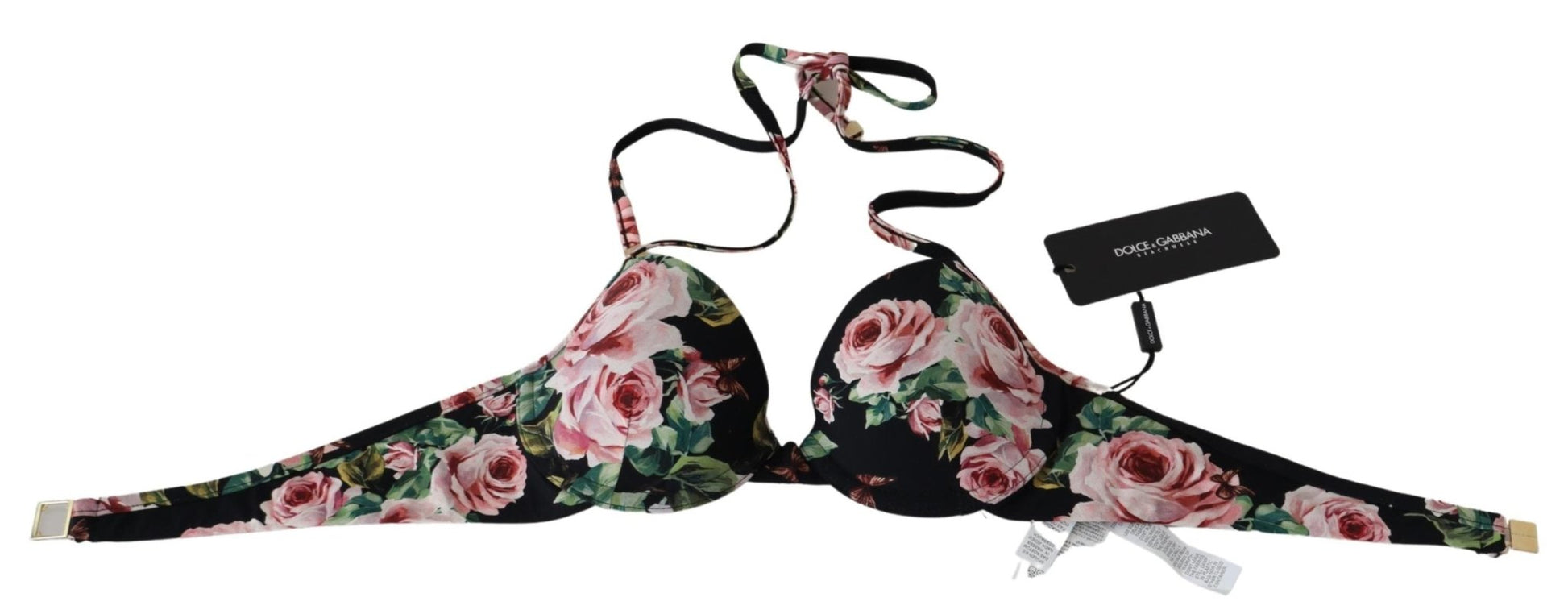 Black Roses Print Swimsuit Beachwear Bikini Tops - coffeewithmee2Dolce & GabbanaP4114S