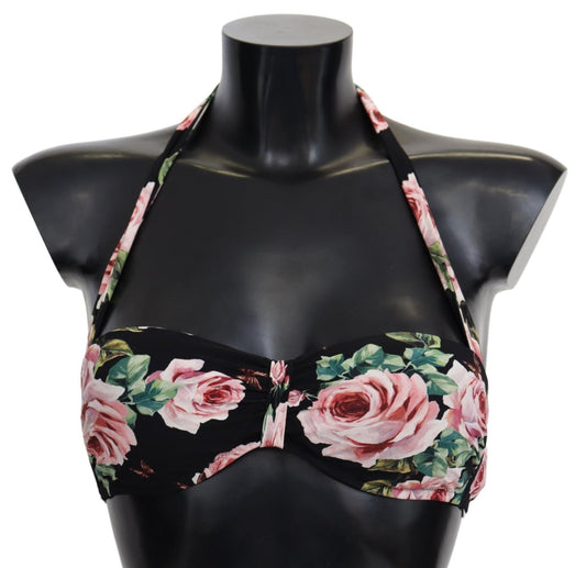 Black Roses Print Swimsuit Beachwear Bikini Tops - coffeewithmee2Dolce & GabbanaP4115S