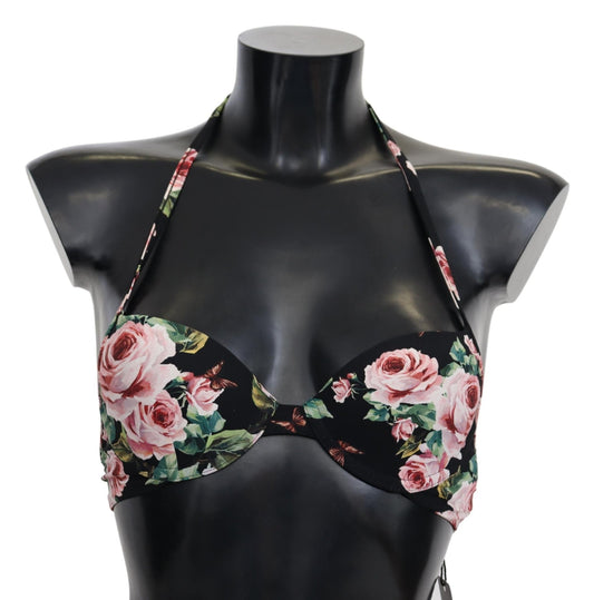 Black Roses Print Swimsuit Beachwear Bikini Tops - coffeewithmee2Dolce & GabbanaP4114S