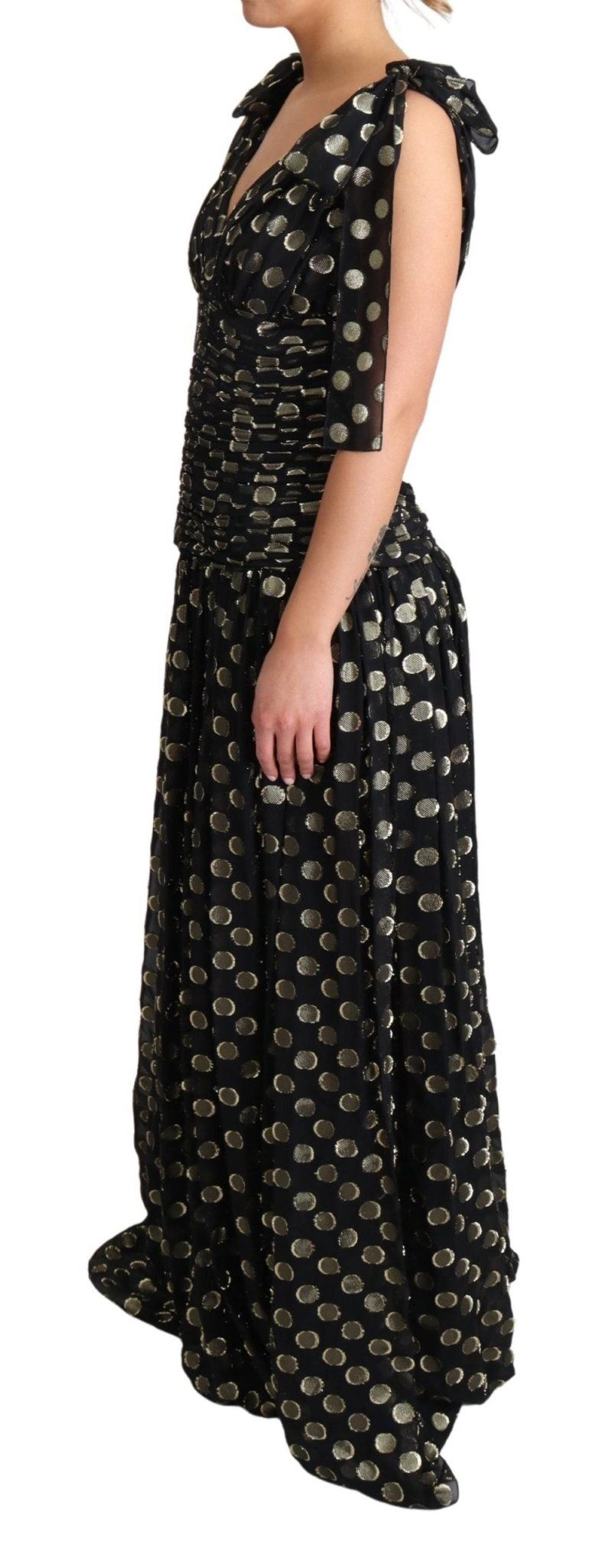 Black Round Pattern Gold Lurex Silk Maxi Dress - coffeewithmee2Dolce & GabbanaP4400S