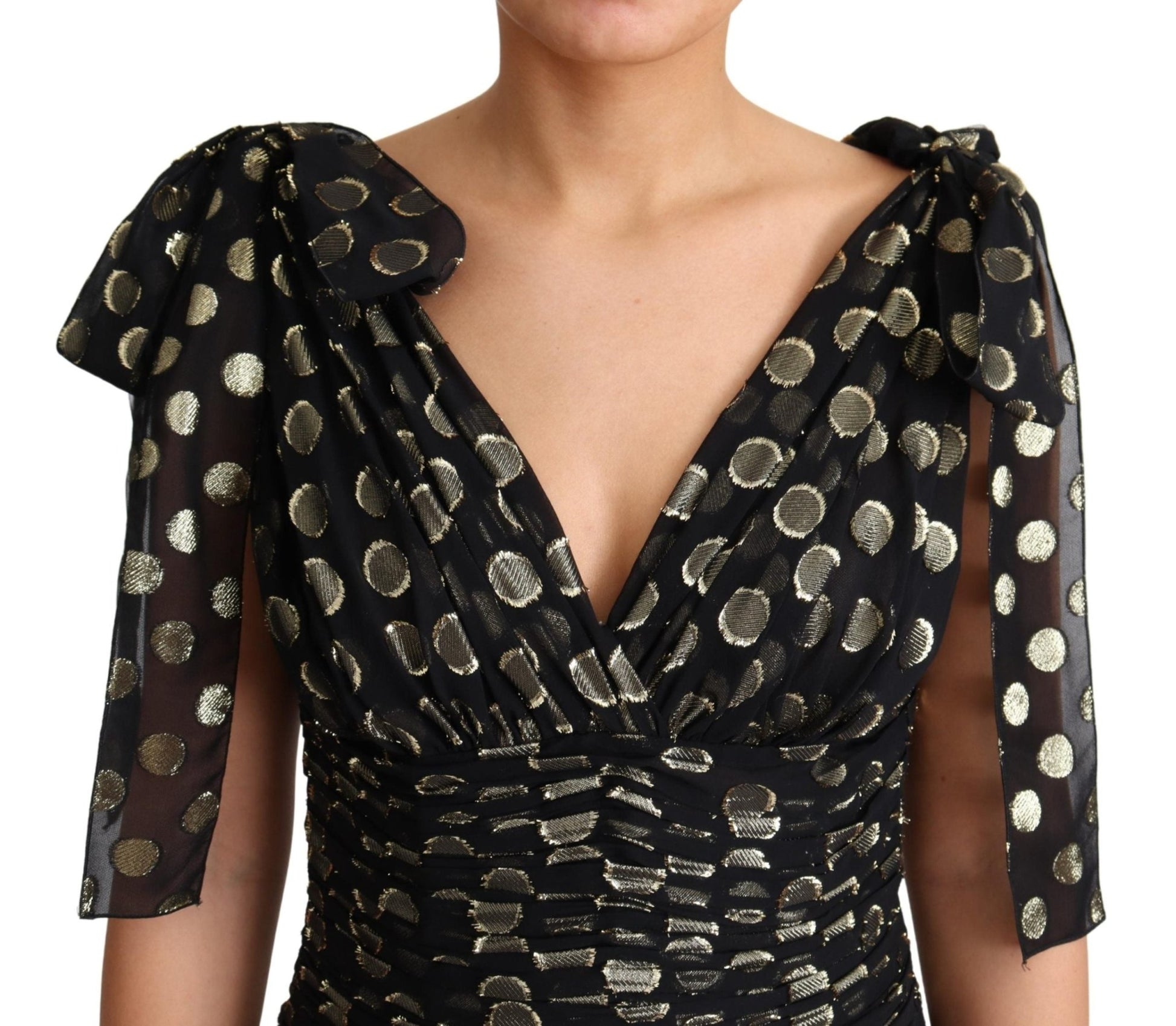 Black Round Pattern Gold Lurex Silk Maxi Dress - coffeewithmee2Dolce & GabbanaP4400S